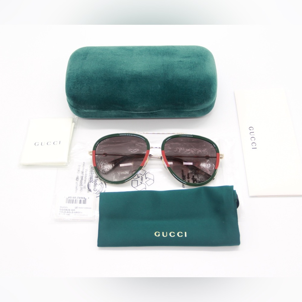 NEW GUCCI AVIATOR SUNGLASSES GG0062S 003 NEW EYEWEAR GUCCI - Picture 12 of 13